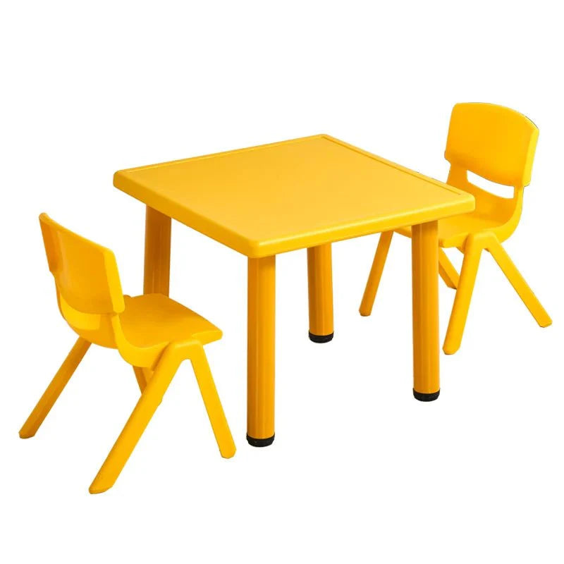 Bright yellow kids furniture UAE set featuring a table and two matching chairs for playful spaces